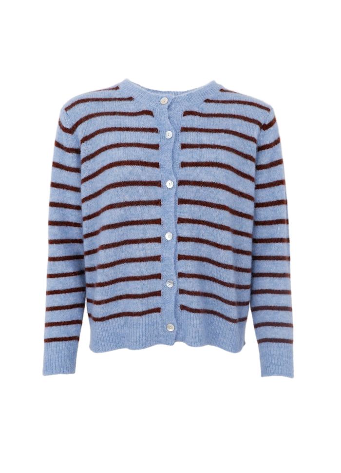 Dell Striped Knitted Cardigan - Blue