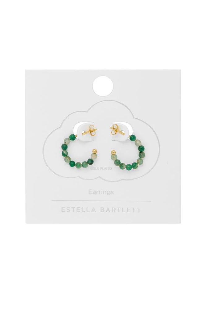 Green Agate Amelia Hoop Earrings