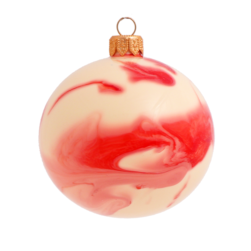Ripple Glass Christmas Bauble, 8cm: Cherry Red