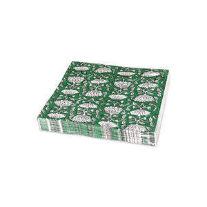 Green Flower Print Paper Napkins - Pack of 20