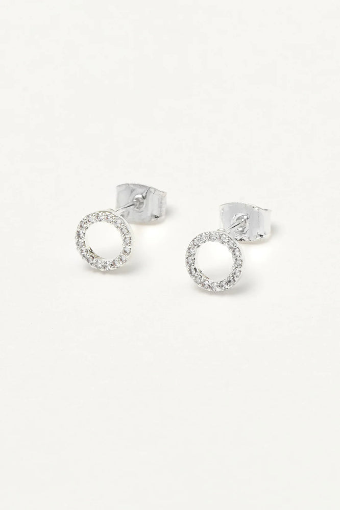 CZ Circle Earrings - Silver