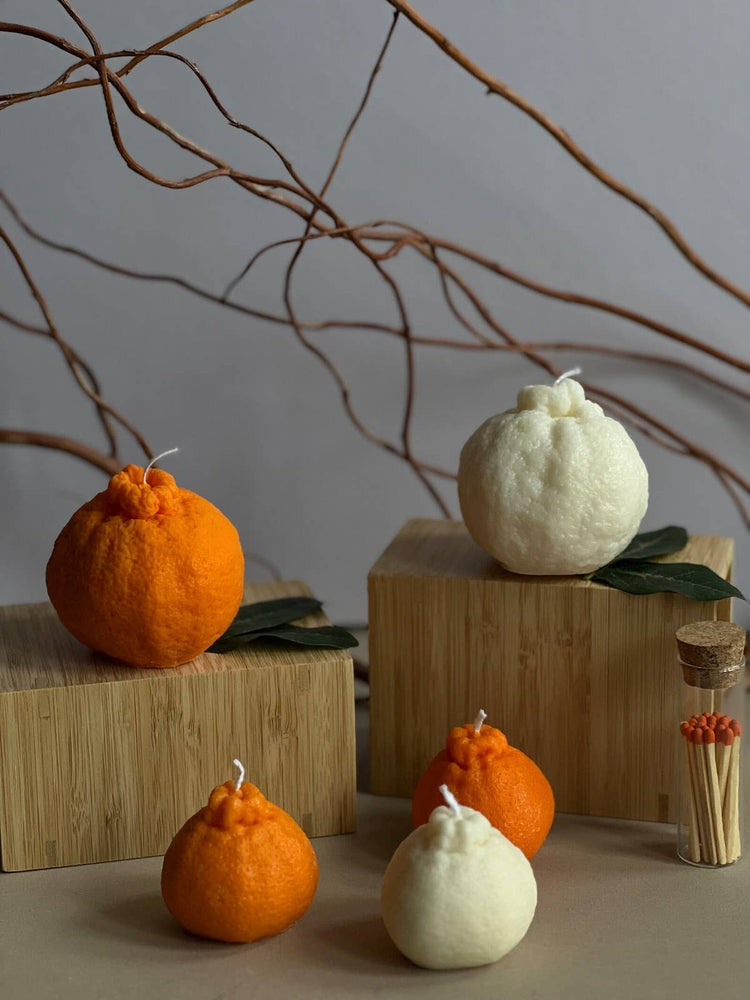 Tangerine Shaped Candle: Orange / Unscented / Small
