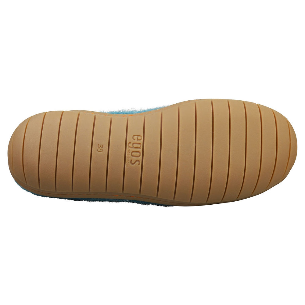 Hand-Made Sea Blue Felted Wool Slippers With Rubber Soles