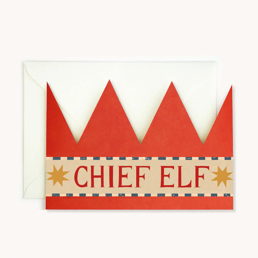 Christmas Chief Elf Crown Card