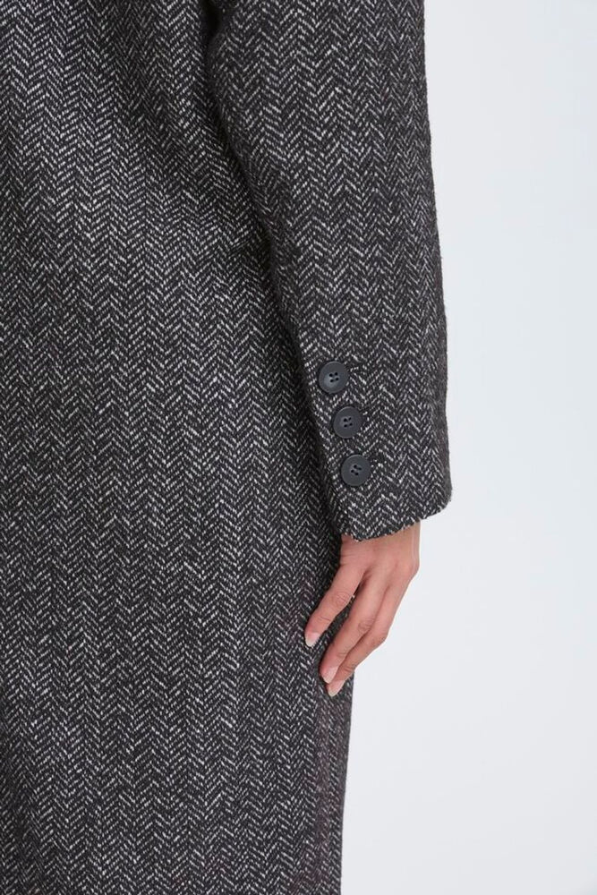 Emmalu Coat - Black Herringbone