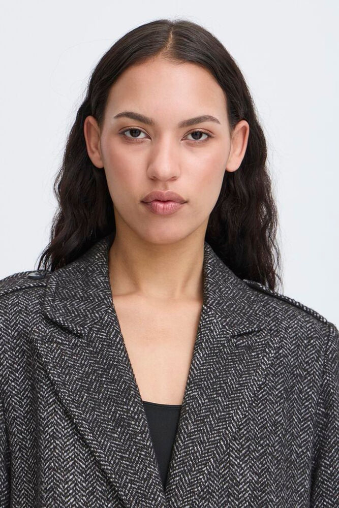 Emmalu Coat - Black Herringbone