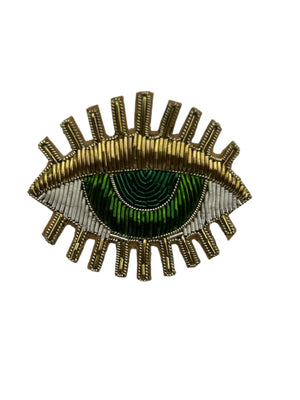 Double Lashes Green Eyes Pin Brooch