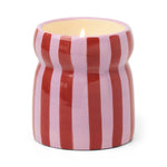 Paddywax Cabana 6.5oz/184g Red/Pink Striped Ceramic Candle - Pink Peppermint