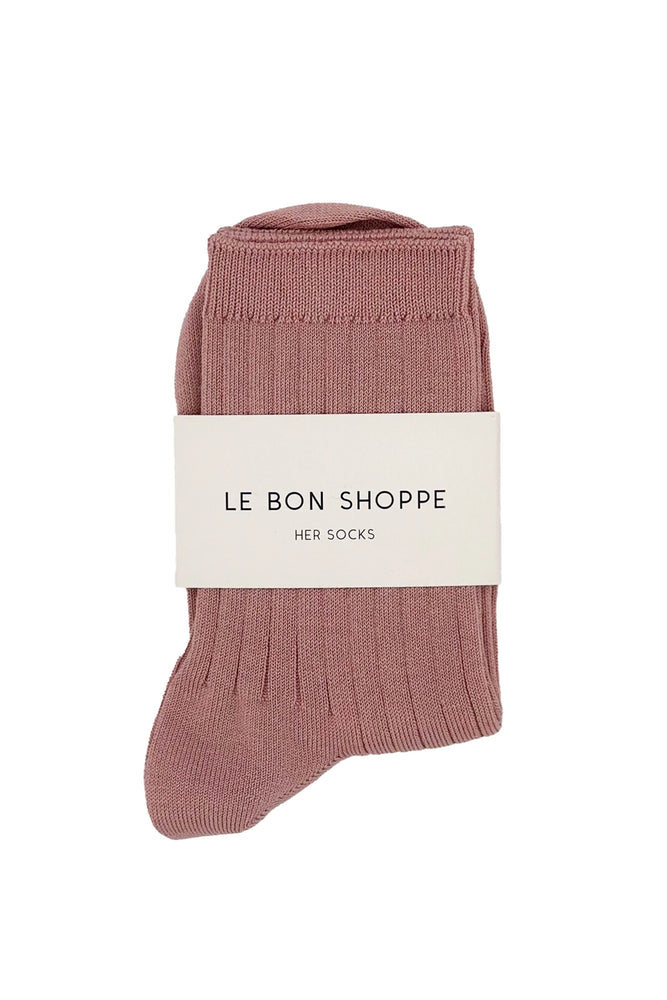 Her Socks - Mercerized Combed Cotton Rib: Desert Rose