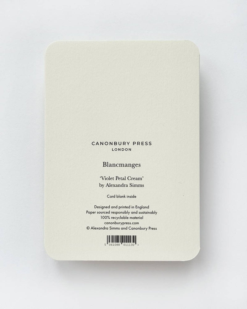 Violet Petal Cream Blancmange Greeting Card