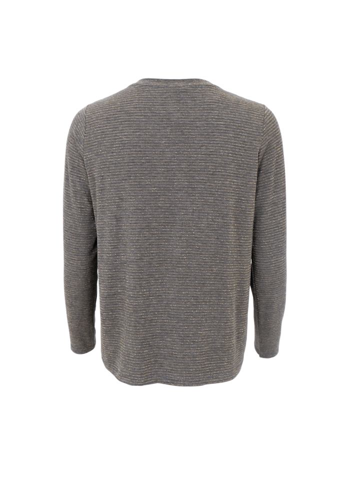 Faye Loose Long-Sleeved Top - Grey Stripe