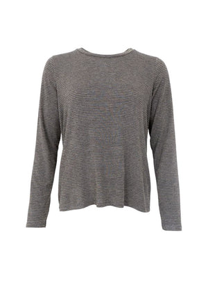 Faye Loose Long-Sleeved Top - Grey Stripe