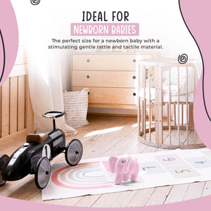 Knitted Pink Elephant Baby Rattle Organic Cotton