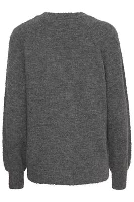 KAMARA CA3 V Neck Cardigan - Dark Grey Melange