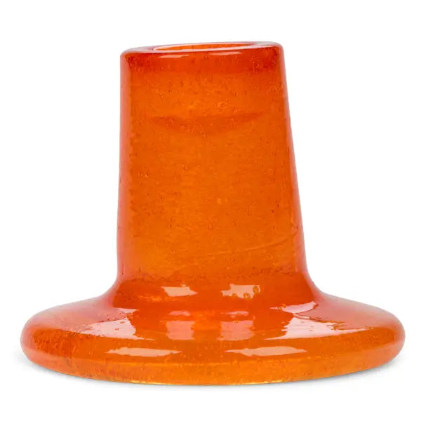Glass Candle Holder - Fiery Orange