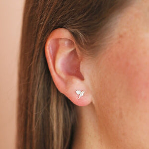 Delicate Bird Stud Earrings - Silver
