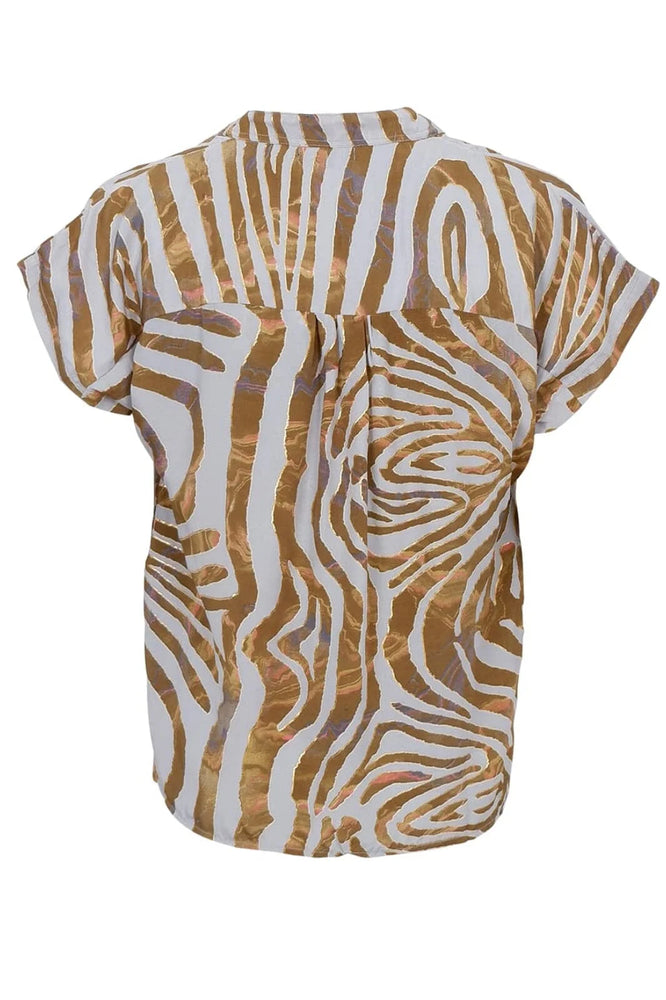 Luna Andrea Blouse - Blue Zebra
