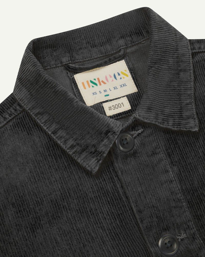 Men's Organic Buttoned Cord Overshirt - Charcoal