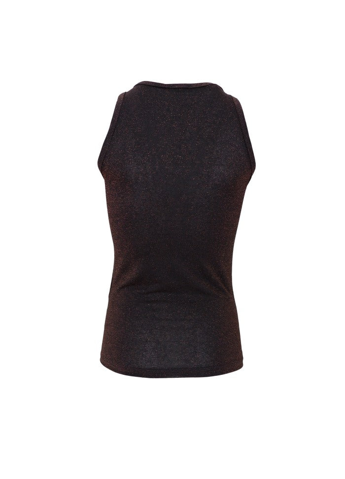 Faye Lurex Strap Top - Black Coffee