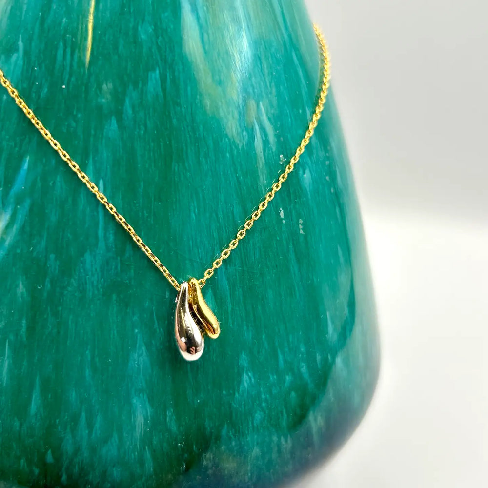 Gold And Silver Droplet Necklace