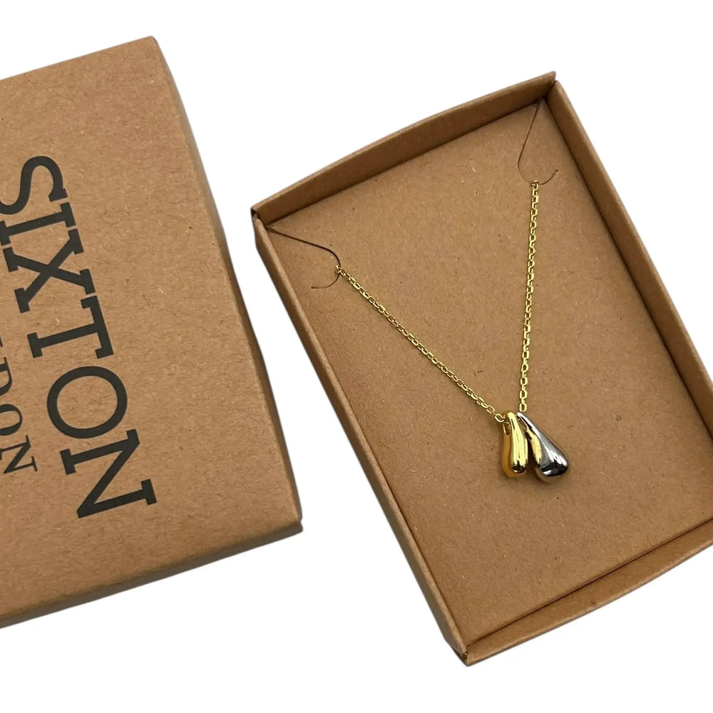 Gold And Silver Droplet Necklace