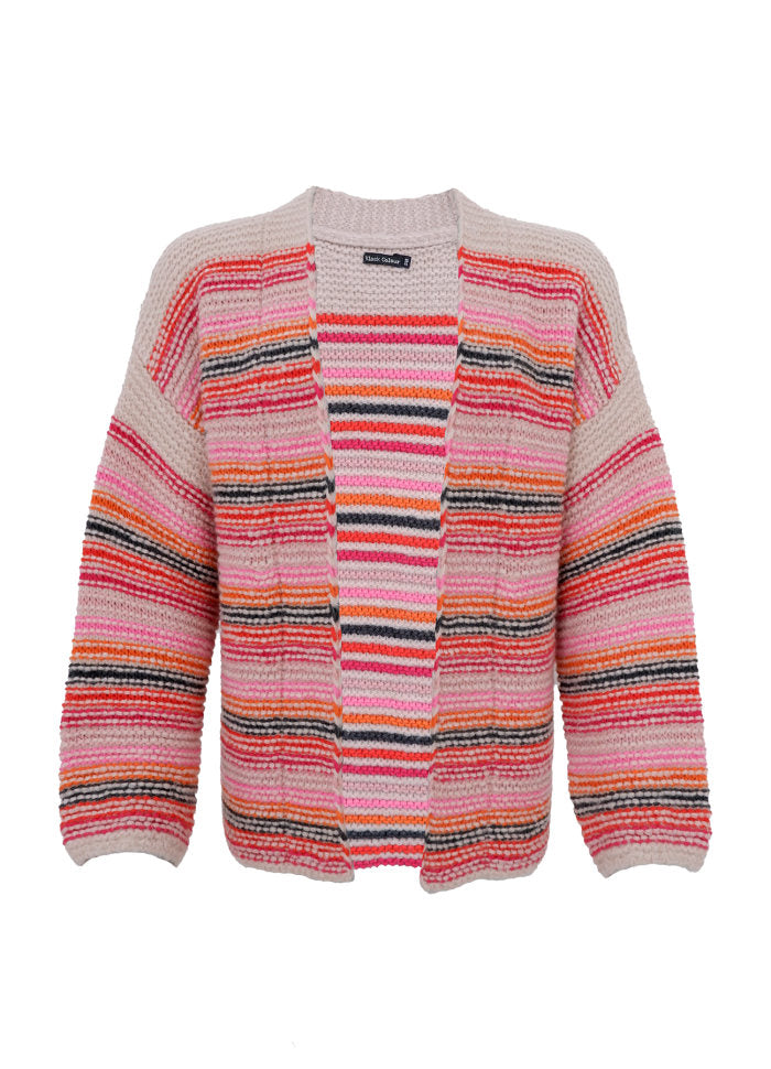 Georgia Striped Knitted Cardigan - Pink