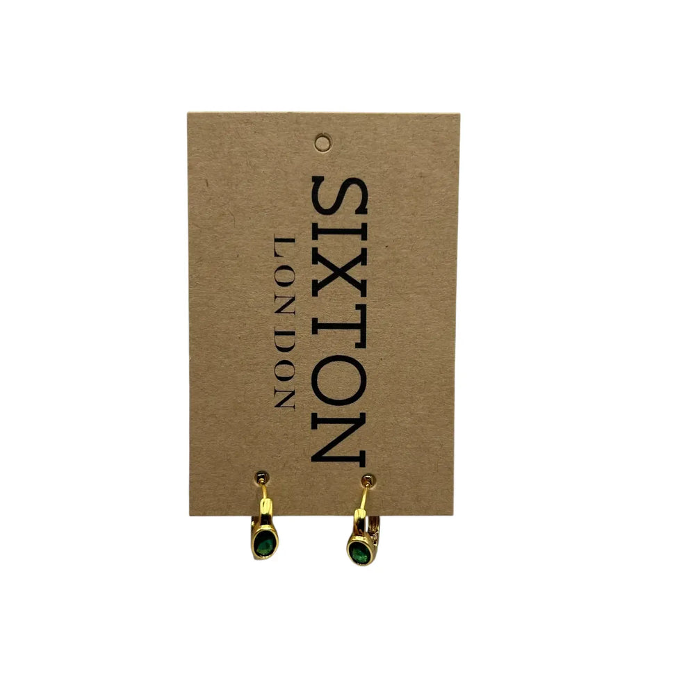 Green Huggie Earrings