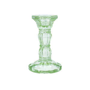 Glass Moulded Candlestick - Pastel Green