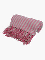 Pink Woven Stripe Cotton Throw
