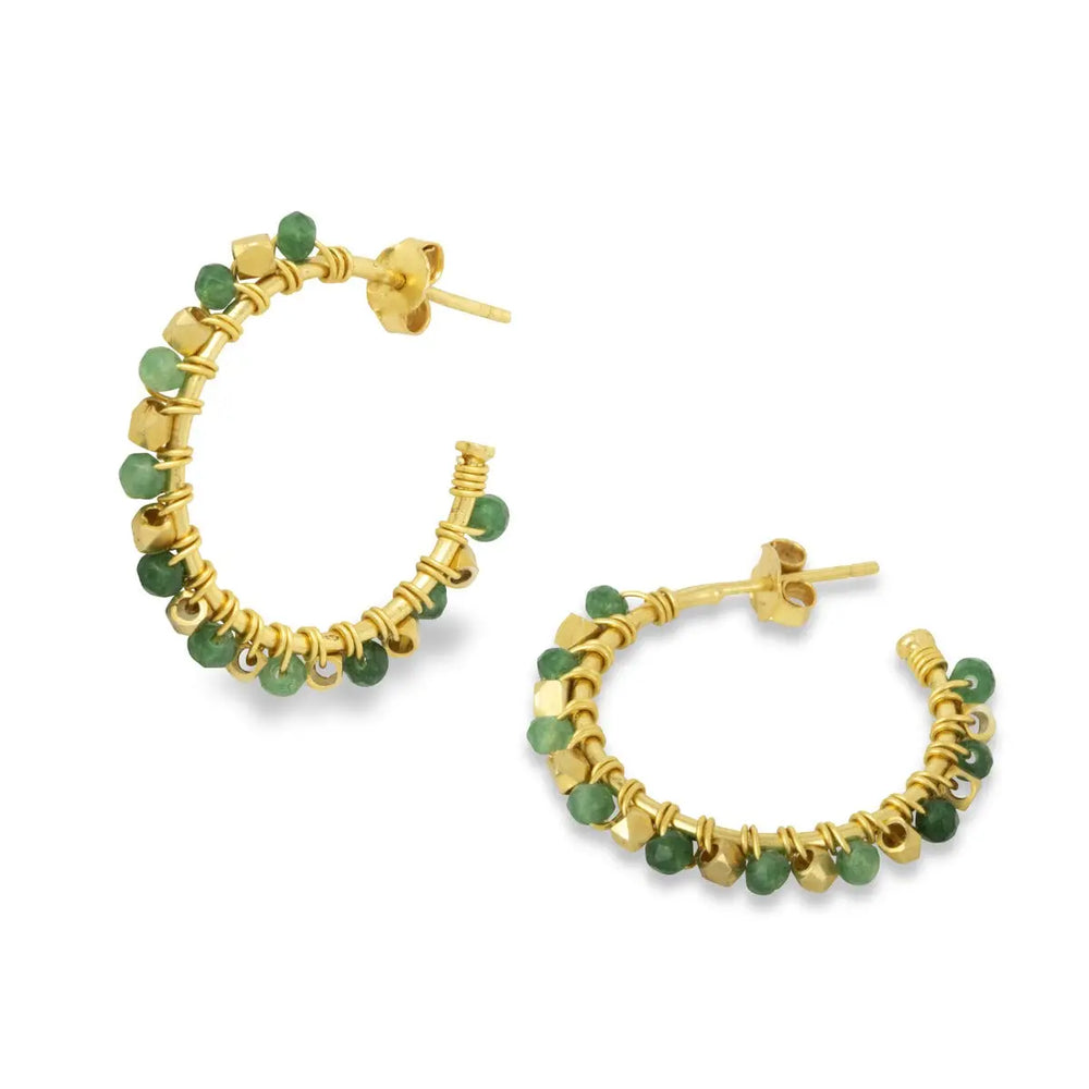 Mini Riva Earrings - Green Agate