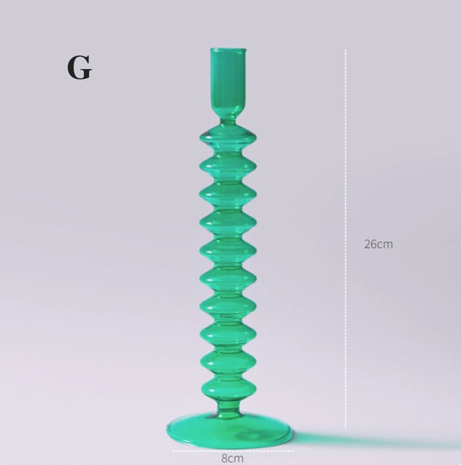 Glass Candlestick - Green