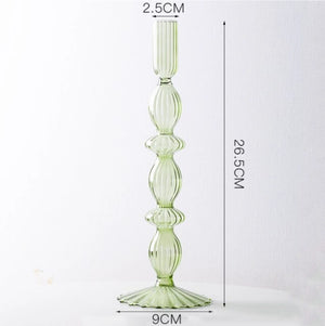 Lace Taper Glass Candlestick - Green