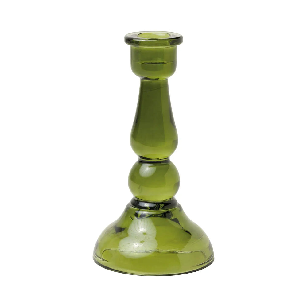 Paddywax Tall Glass Candle Holder - Green