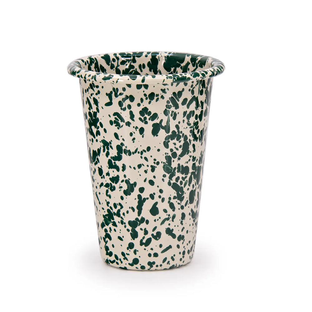 Enamel Splatter Cup - Green and Cream 14oz