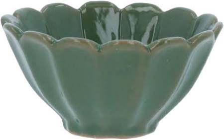 Green Stoneware Fluted Mini Bowl