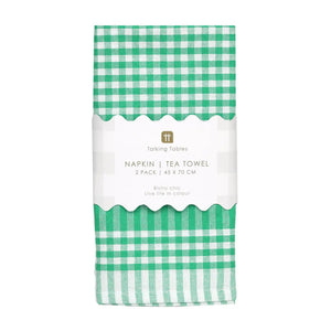 Gingham Napkins/ Teatowels - Green - Pair