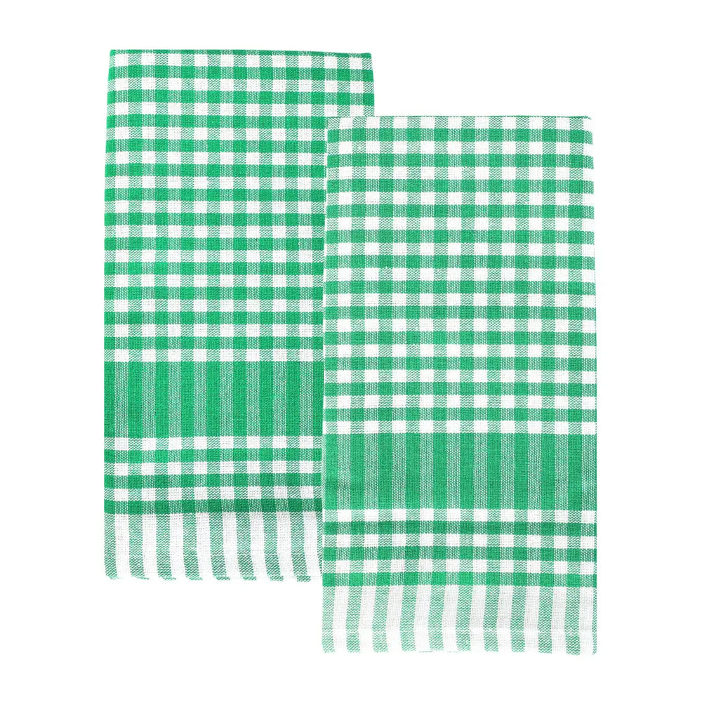 Gingham Napkins/ Teatowels - Green - Pair