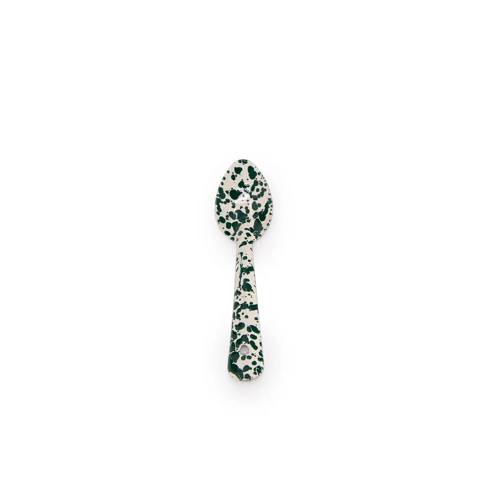 Enamel Splatter Small Spoon - Green and Cream
