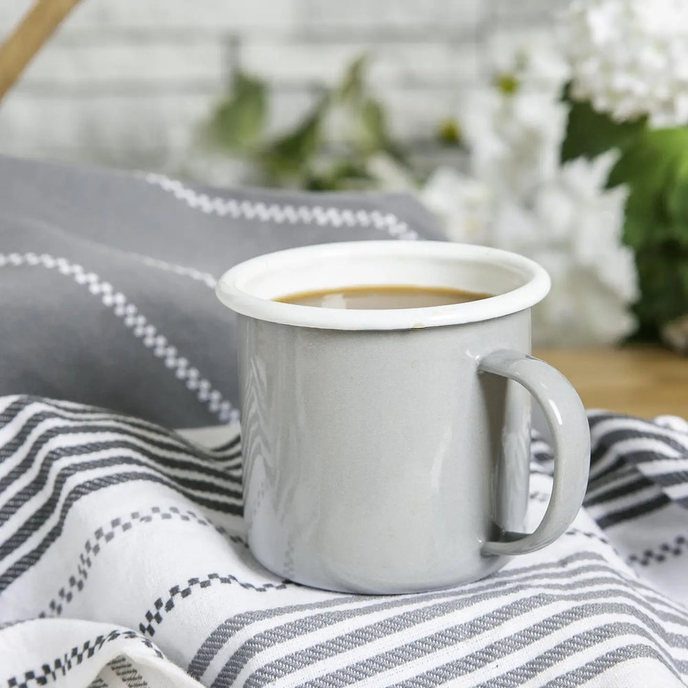 Coloured Enamel Mug - 375ml - Grey