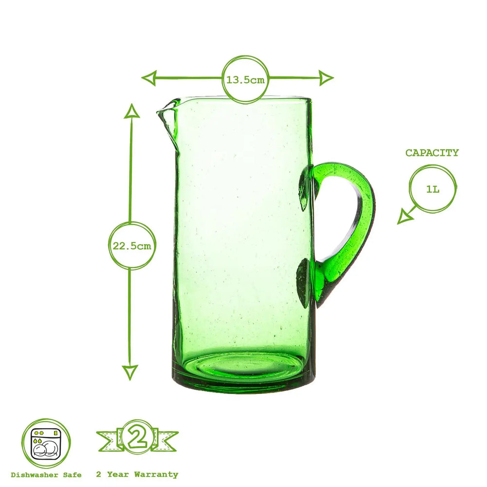 Jebel Recycled Glass Jug - 1L - Green