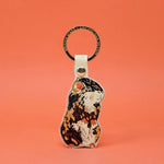 Guinea Pig Embossed Leather Key Ring - Cream