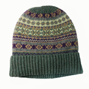 Green And Yellow Tone Fleece Lined Wool Blend Hat