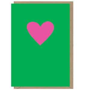Neon Pink Heart on Green Card