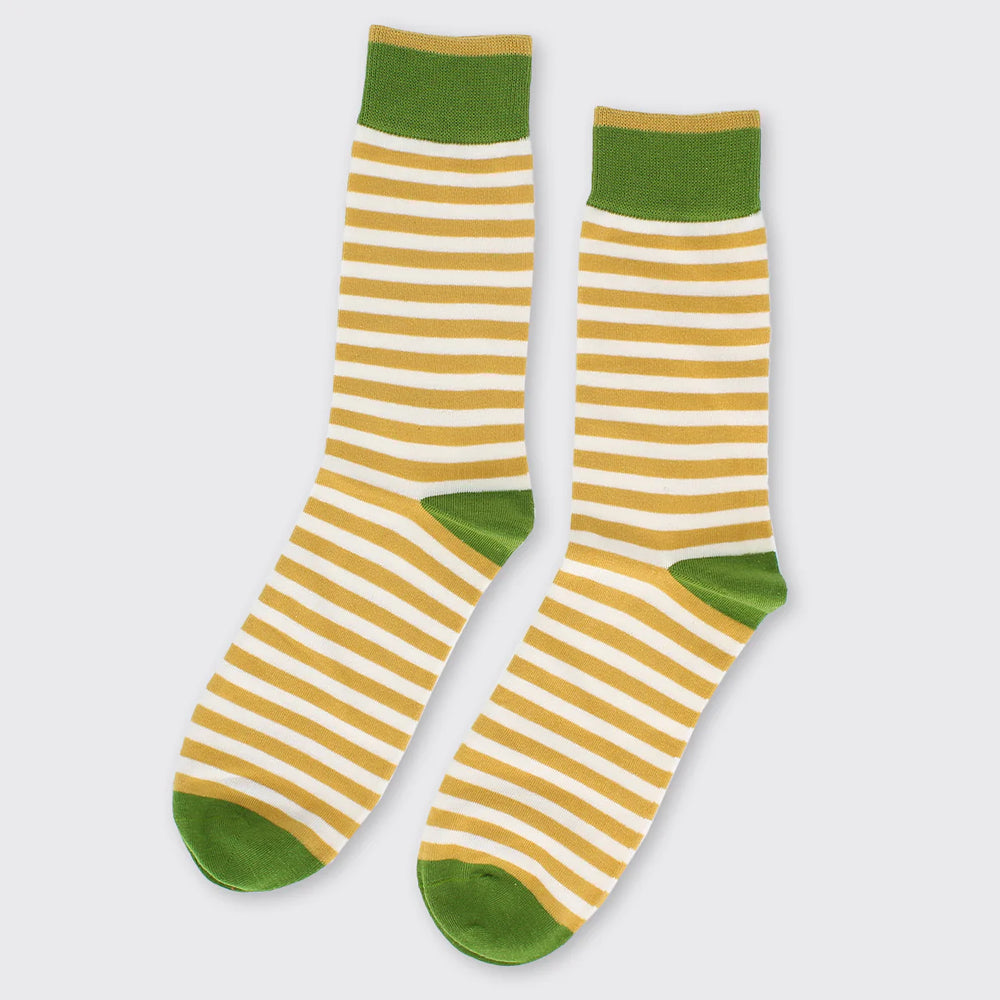 Hector Men's Stripe Socks -  Sage/Ochre