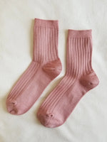 Her Socks - Mercerized Combed Cotton Rib: Desert Rose