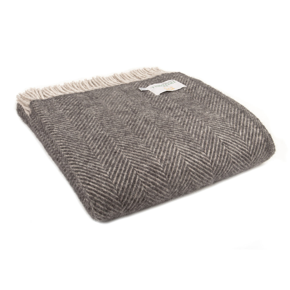 Herringbone Blanket - Charcoal and Silver