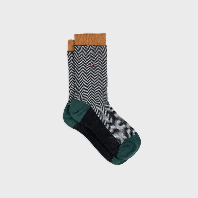 Socks in Combed Cotton Herringbone - Sherwood