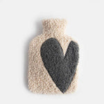 Oat/ Charcoal Heart Borg Hot Water Bottle