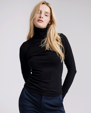 MAFA Knitted Roll Neck Pullover - Black