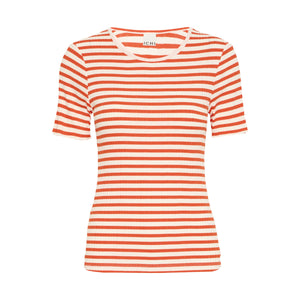 Cella Short Sleeved T-Shirt - Fiery Red Stripe